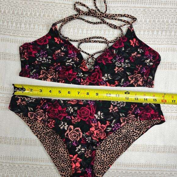 Urbanology Floral Leopard Bikini Set 2-Piece Swimsuit Size L NEW - Picture 4 of 5